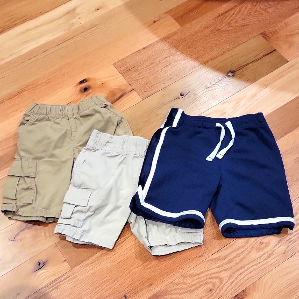 Kids Tan and Navy Shorts Set Of 3 Size 4 & 4T